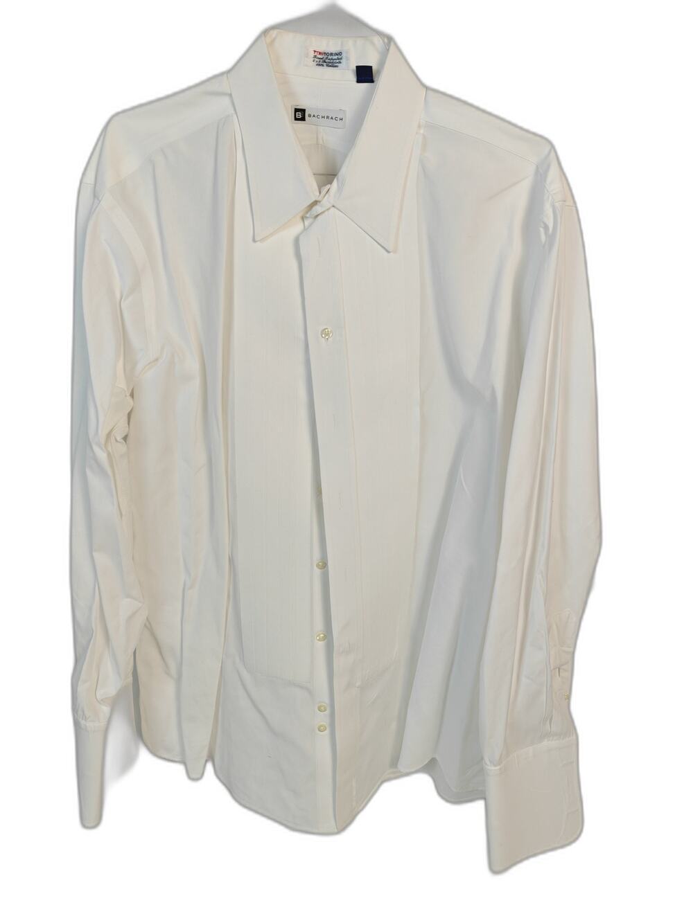 Bachrach Torino White Tuxedo Dress Shirt 18-36 French Cuff Pleated Front